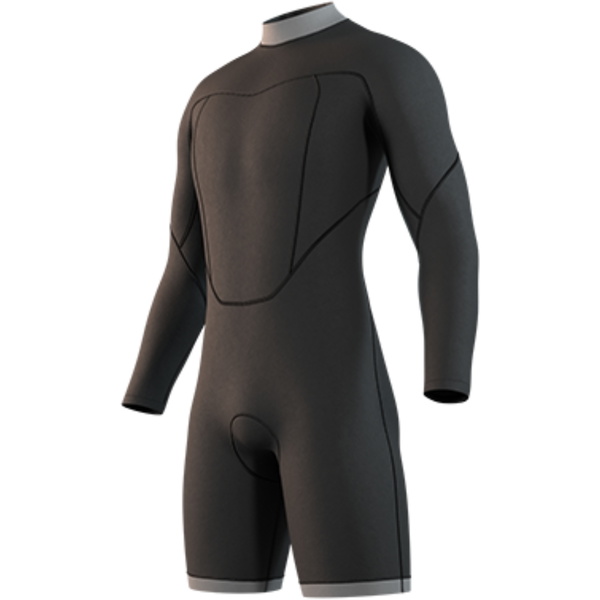 2026 Mystic Mens Brand 3/2mm Long Arm Back Zip Flatlock Shorty Wetsuit 35000.250034 - Black